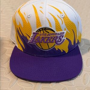 Mitchell & Ness White, Purple & Green Snapback Hat Lakers